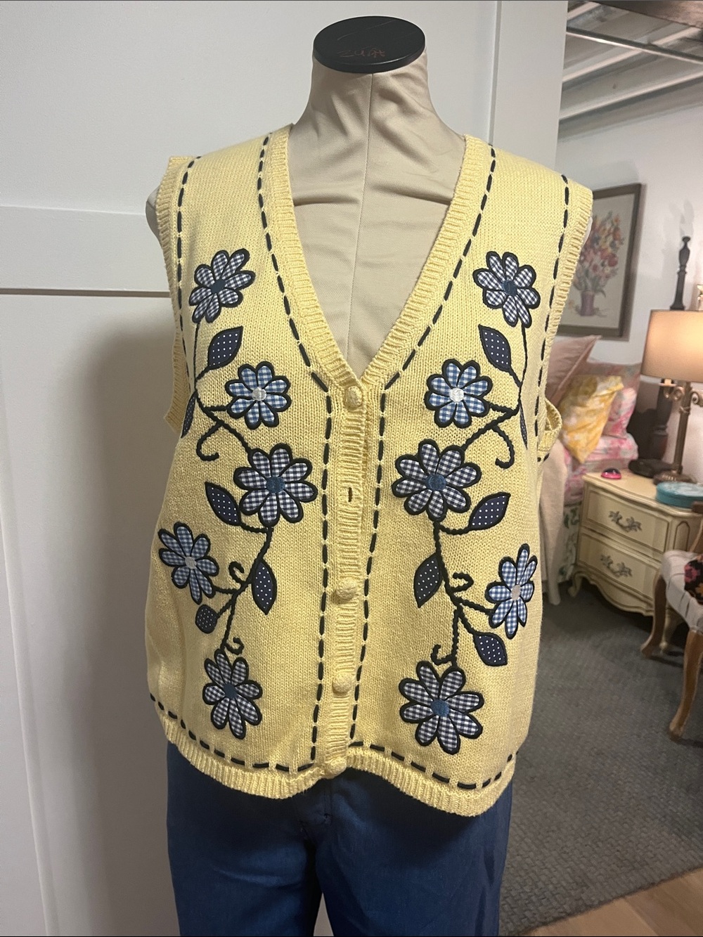 Vintage Christopher & Banks applique sweater vest